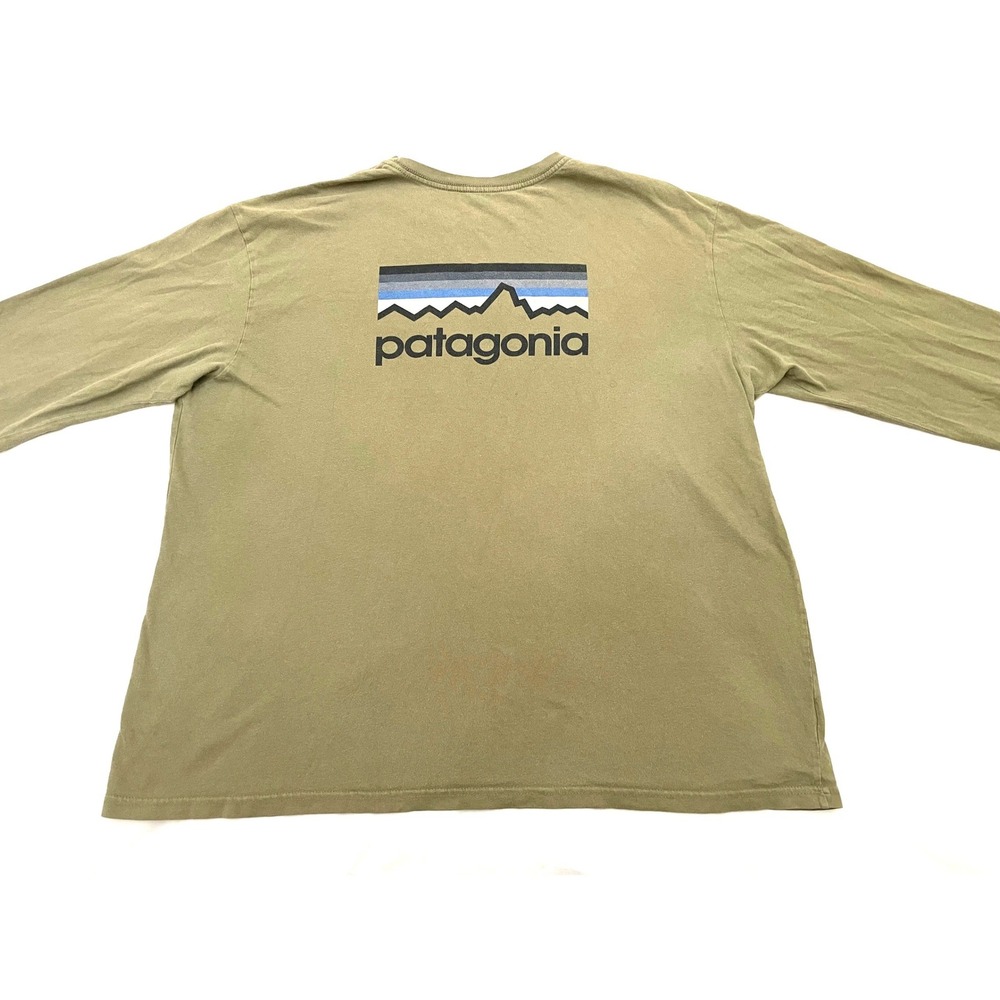 Patagonia Long Sleeve P-6 Logo Graphic T-Shirt Mens XXL Green Made in USA